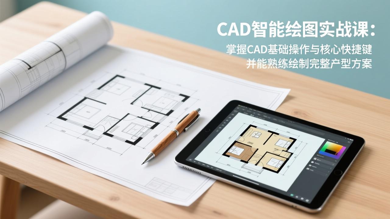 CAD智能绘图实战课：掌握CAD基础操作与核心快捷键，并能熟练绘制完整户型方案-创薯资源