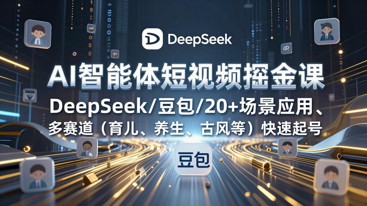 AI智能体短视频掘金课，DeepSeek/豆包/20+场景应用、多赛道(育儿、养生、古风等-创薯资源