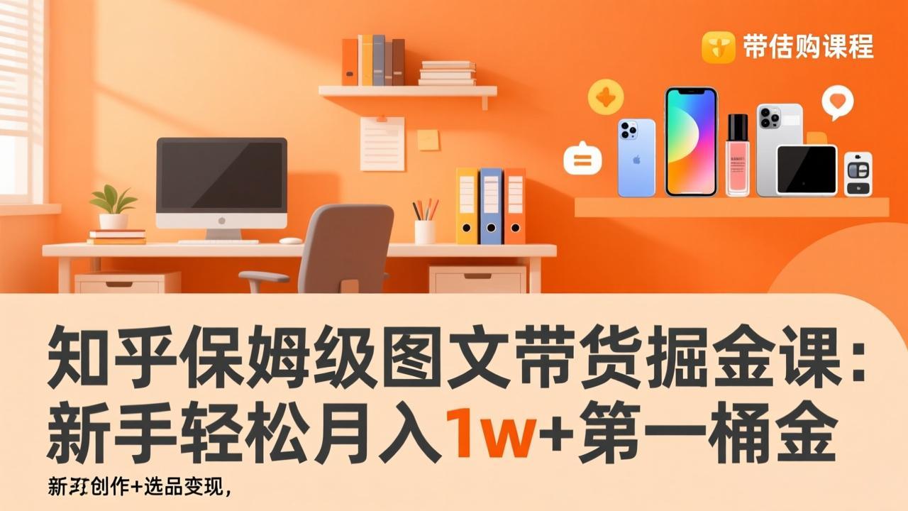 知乎保姆级图文带货掘金课：账号打造+爆文创作+选品变现，新手轻松月入1w+第一桶金-创薯资源
