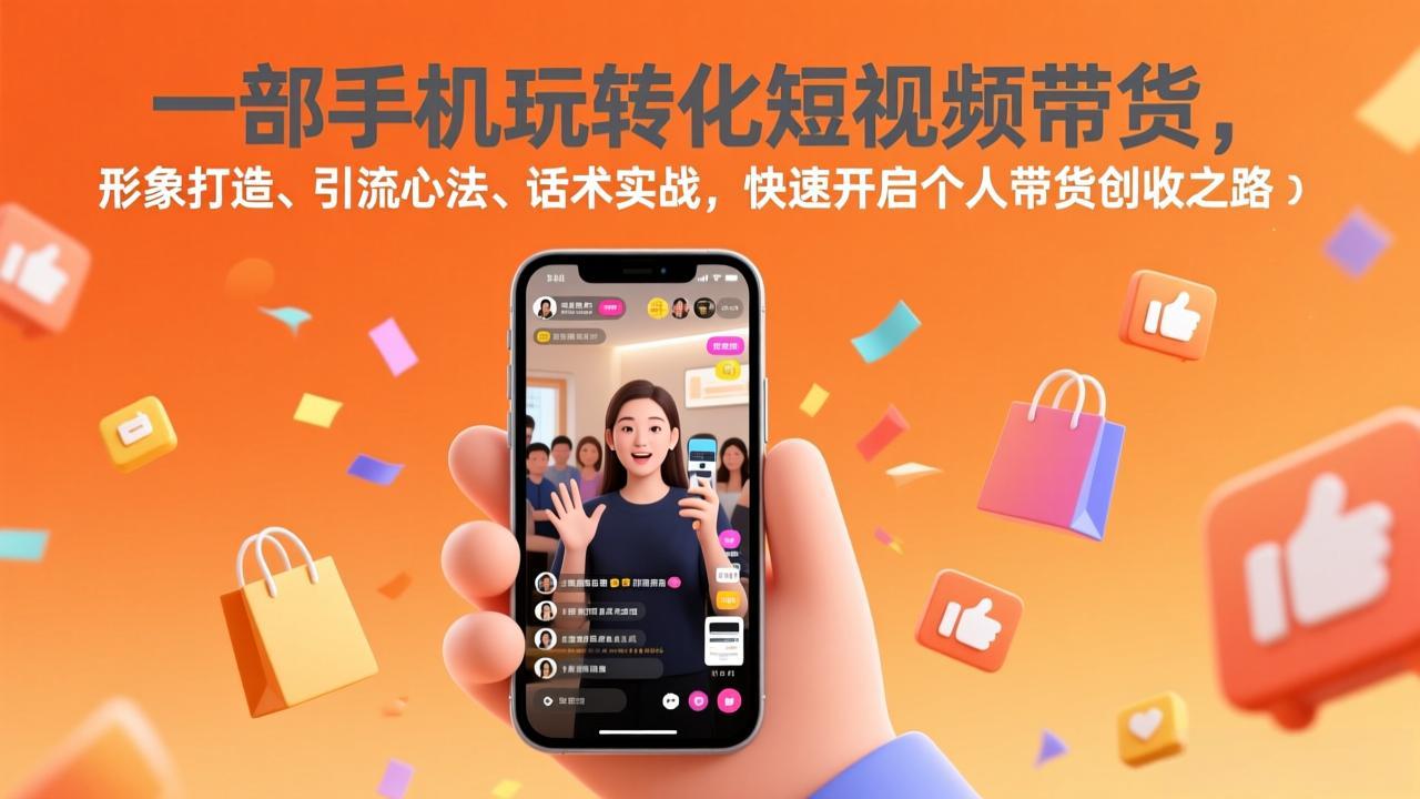 一部手机玩转化短视频带货，形象打造、引流心法、话术实战，快速开启个人带货创收之路-创薯资源
