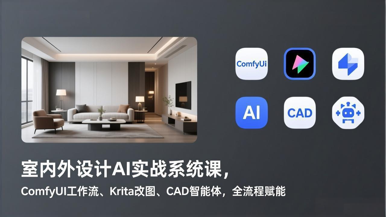 室内外设计AI实战系统课，ComfyUI工作流、Krita改图、CAD智能体，全流程赋能-创薯资源
