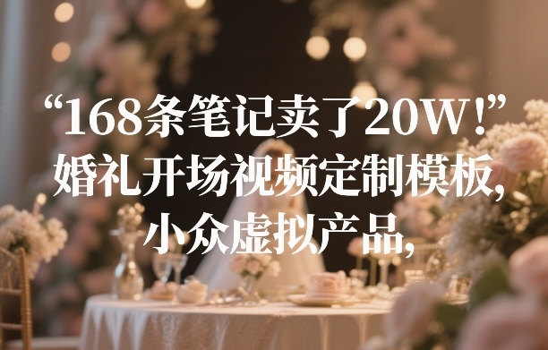 168条笔记卖了20W！婚礼开场视频定制模板，小众虚拟产品-创薯资源