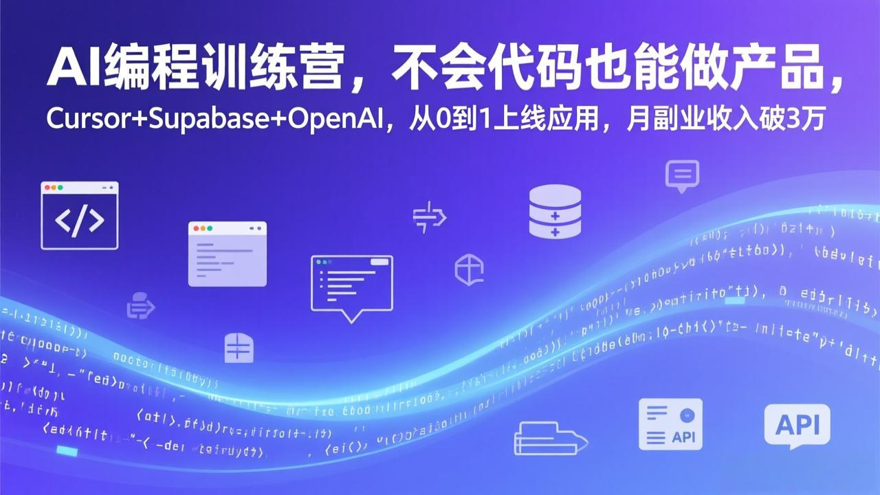 AI编程训练营，不会代码也能做产品，Cursor+Supabase+OpenAI，从0到1上线应用，月副业收入破3万-创薯资源