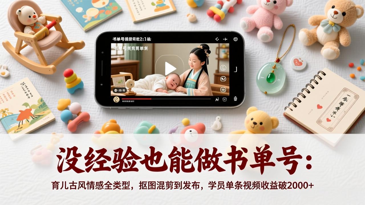 没经验也能做书单号：育儿古风情感全类型，抠图混剪到发布，学员单条视频收益破2000+-创薯资源