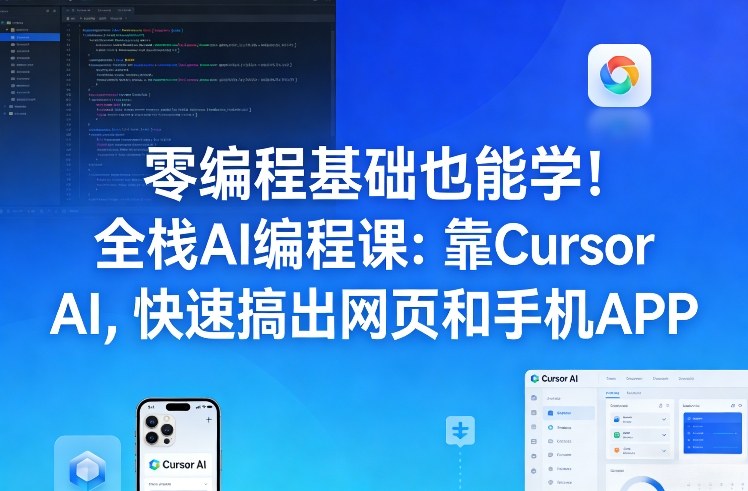 零编程基础也能学！全栈AI编程课：靠Cursor AI，快速搞出网页和手机APP-创薯资源
