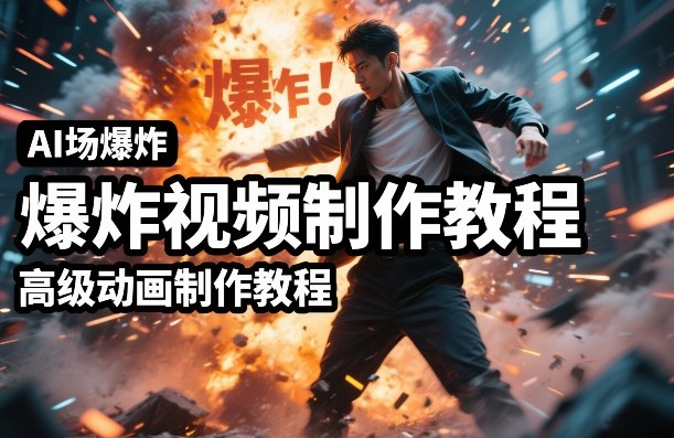 AI场景爆炸视频制作教程，利用人物实拍视频制作出高级的动画特效-创薯资源