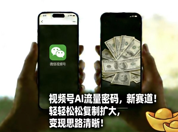 视频号AI流量密码新赛道，轻轻松松复制扩大，变现思路清晰-创薯资源