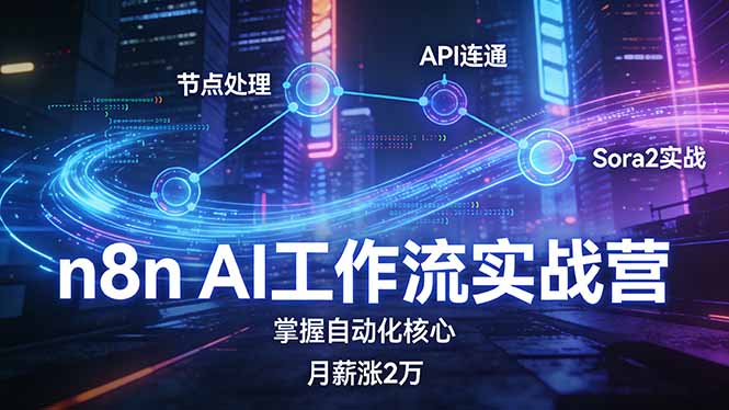 n8n AI工作流实战营，节点处理+API连通+Sora2实战，掌握自动化核心月薪涨2万-创薯资源