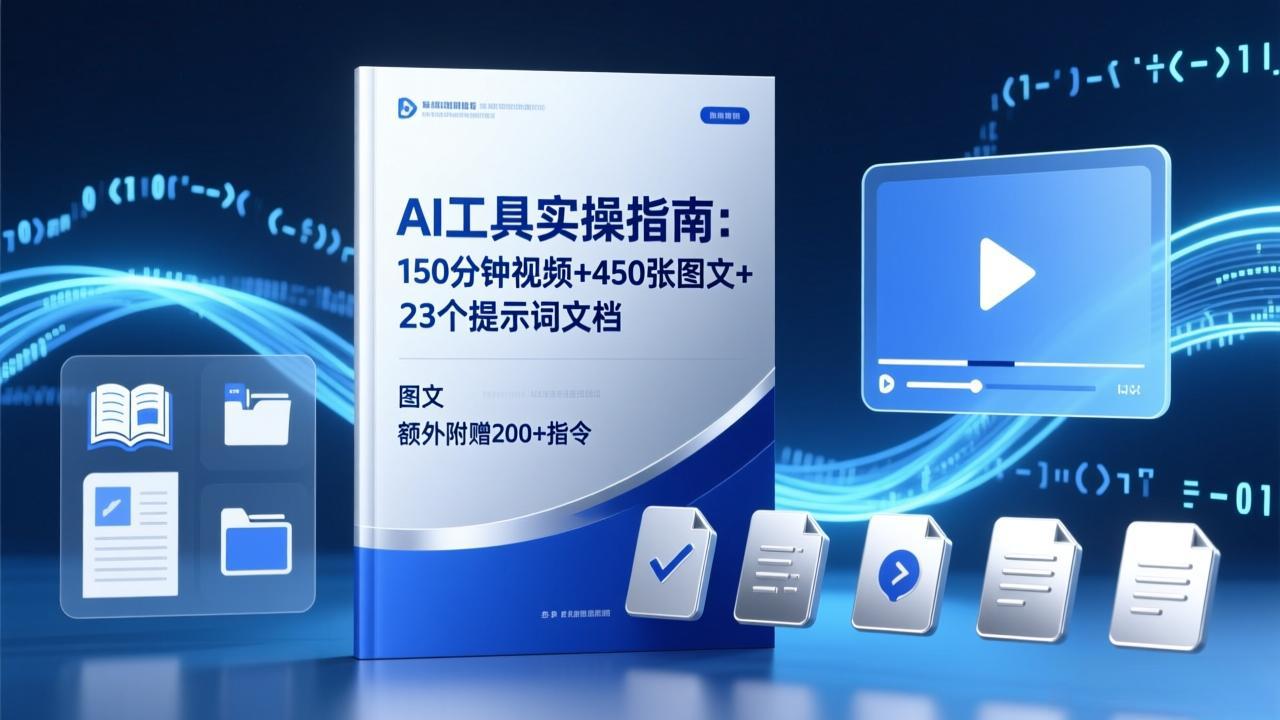 AI工具实操指南：150分钟视频+450张图文+23个提示词文档，额外附赠200+指令-创薯资源