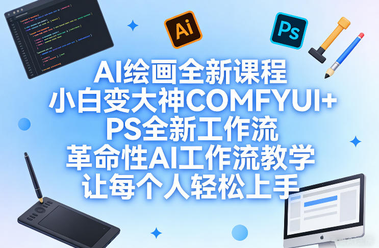 AI绘画全新课程,小白变大神COMFYUI+PS全新工作流,革命性AI工作流教学,让每个人轻松上手-创薯资源