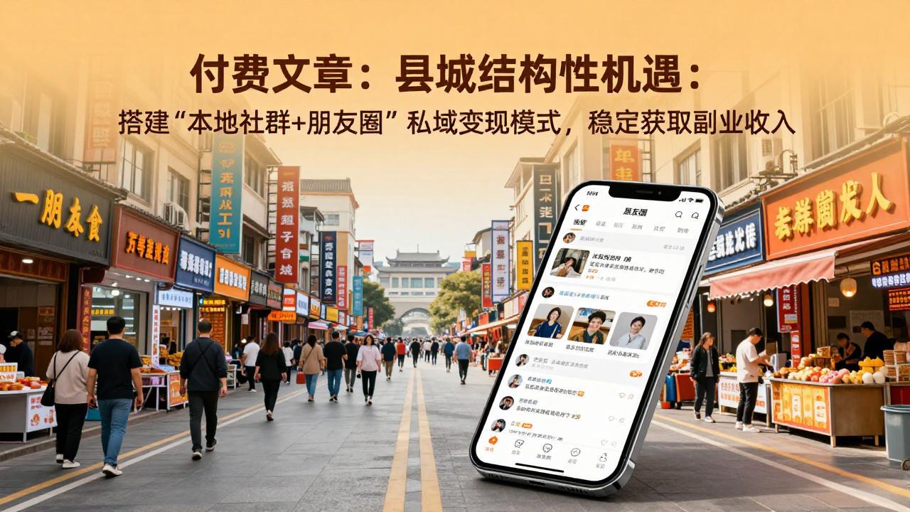 付费文章：县城结构性机遇：搭建“本地社群+朋友圈”私域变现模式，稳定获取副业收入-创薯资源