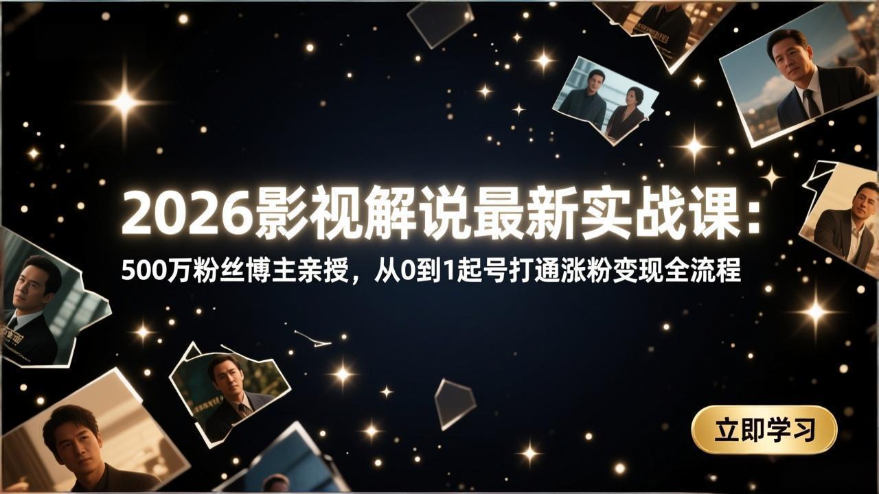 2026影视解说最新实战课：500万粉丝博主亲授，从0到1起号打通涨粉变现全流程-创薯资源