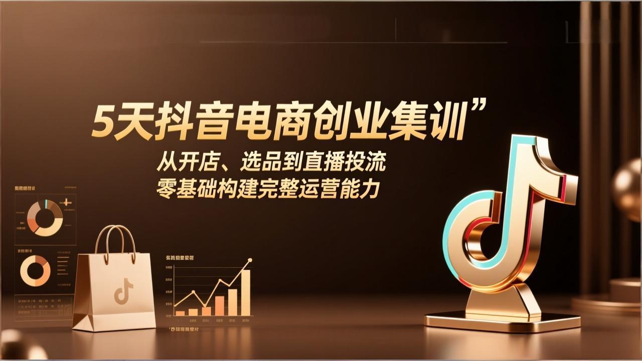 5天抖音电商创业集训：从开店、选品到直播投流，零基础构建完整运营能力-创薯资源