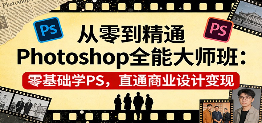 从零到精通Photoshop全能大师班：零基础学PS，直通商业设计变现-创薯资源