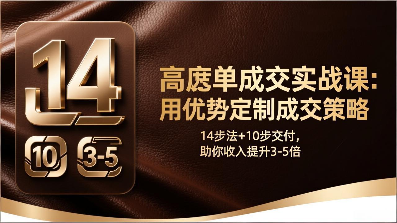高客单成交实战课：用优势定制成交策略，14步法+10步交付，助你收入提升3-5倍-创薯资源