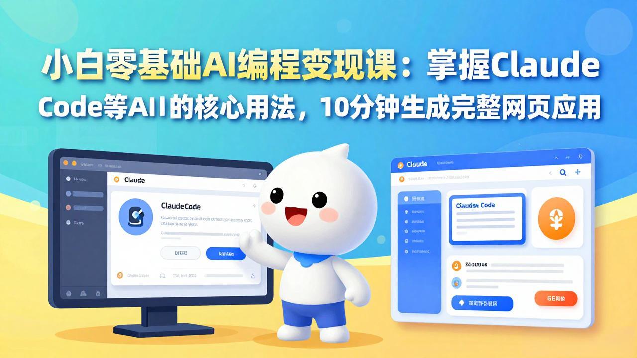 小白零基础AI编程变现课：掌握Claude Code等AI工具的核心用法，10分钟生成完整网页应用-创薯资源