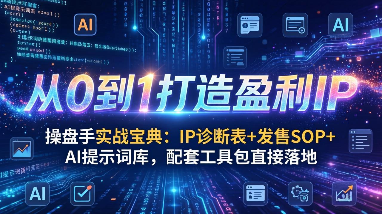 操盘手实战宝典：IP诊断表+发售SOP+AI提示词库，配套工具包直接落地，从0到1打造盈利IP-创薯资源