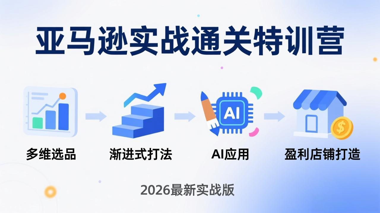 亚马逊实战通关特训营：2026年3月更新，多维选品+渐进式打法+AI应用，从0到1打造盈利店铺-创薯资源