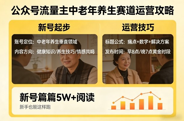 公众号流量主中老年养生赛道，新号篇篇5W+阅读，新手也能这样跑-创薯资源