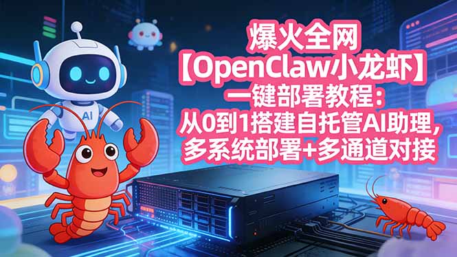 爆火全网【OpenClaw 小龙虾】一键部署教程：从0到1搭建自托管AI助理，多系统部署+多通道对接-创薯资源