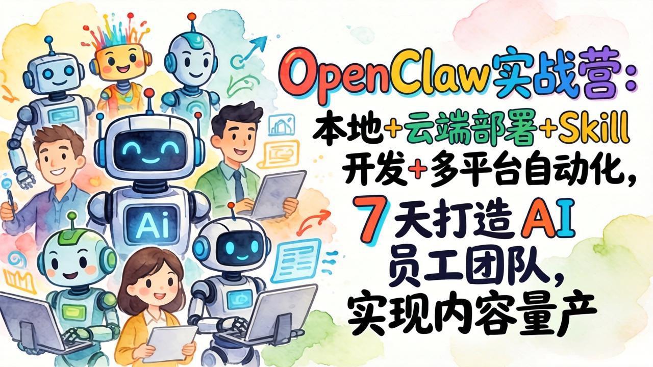 OpenClaw实战营：本地+云端部署+Skill开发+多平台自动化，7 天打造 AI 员工团队，实现内容量产-创薯资源