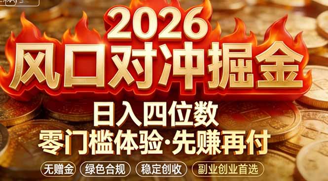 2026美金对冲套利，无赠金对冲策略保驾护航，低门槛易上手实操。单人单日收益2000+-创薯资源
