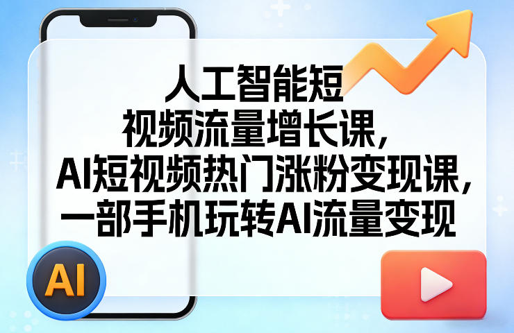 人工智能短视频流量增长课，AI短视频热门涨粉变现课，一部手机玩转AI流量变现-创薯资源