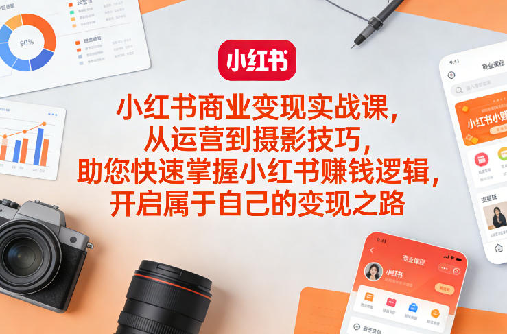 小红书商业变现实战课，从运营到摄影技巧，助您快速掌握小红书賺钱逻辑，开启属于自己的变现之路-创薯资源