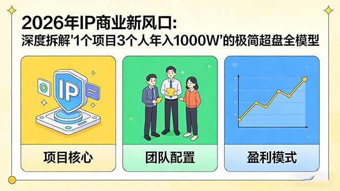 2026年IP商业新风口：深度拆解“1个项目3个人年入1000W”的极简超盘全模型-创薯资源