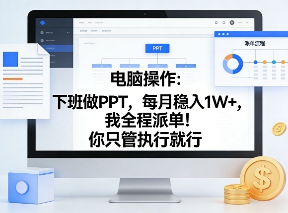 电脑操作：下班做PPT，每月稳入1W+，我全程派单！你只管执行就行【揭秘】-创薯资源