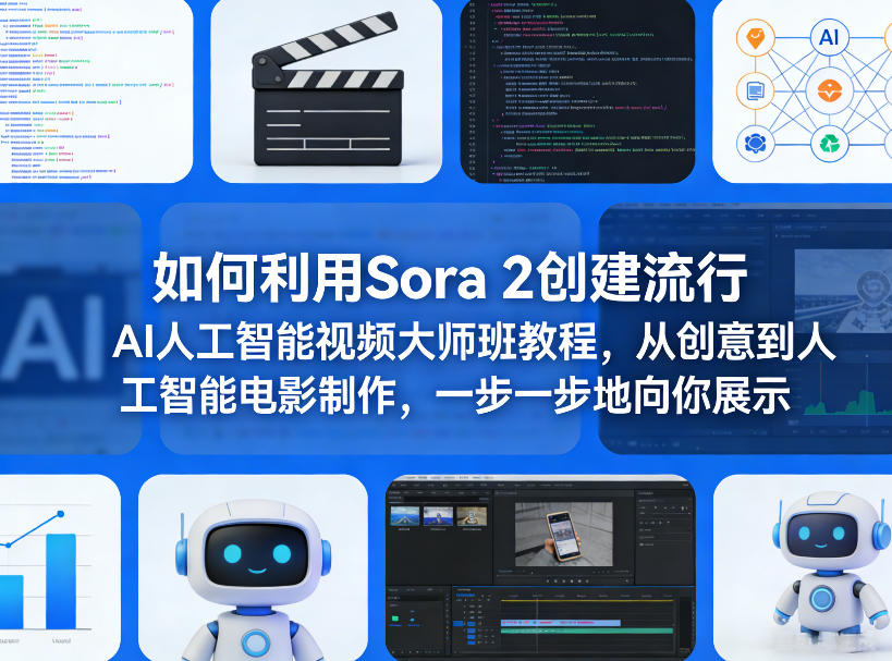 如何利用Sora 2创建流行AI人工智能视频大师班教程，从创意到人工智能电影制作，一步一步地向你展示-创薯资源