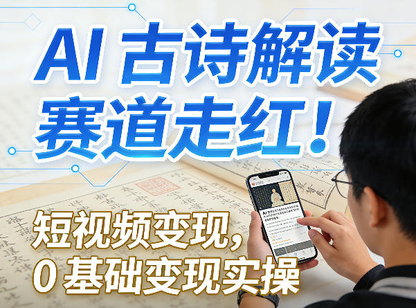 AI古诗解读赛道走红！短视频变现，0基础变现实操-创薯资源