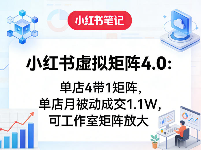 小红书虚拟矩阵4.0：单店4带1矩阵，单店月被动成交1.1W，可工作室矩阵放大-创薯资源