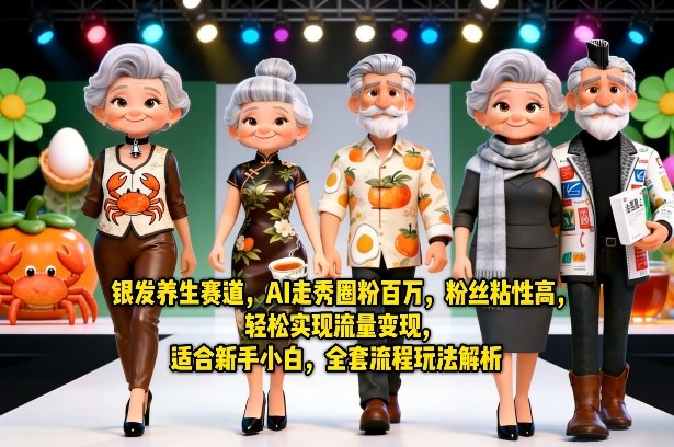 银发养生赛道，AI走秀圈粉百万，粉丝粘性高，轻松实现流量变现，适合新手小白，全套流程玩法解析-创薯资源