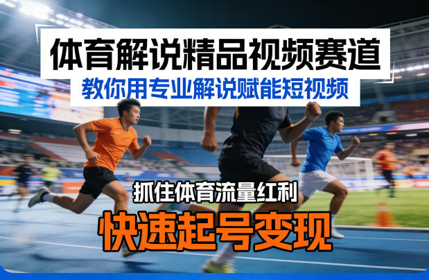 体育解说精品视频赛道,教你用专业解说赋能短视频,抓住体育流量红利,快速起号变现-创薯资源