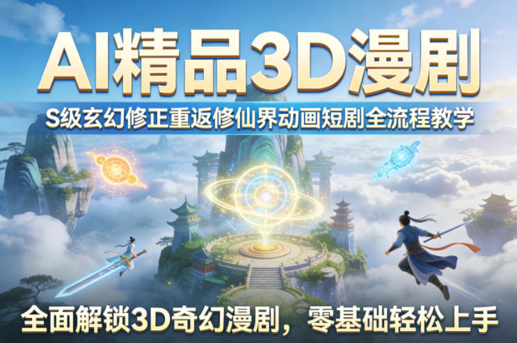 AI精品3D漫剧S级玄幻修正重返修仙界动画短剧全流程教学，全面解锁3D奇幻漫剧，零基础轻松上手-创薯资源
