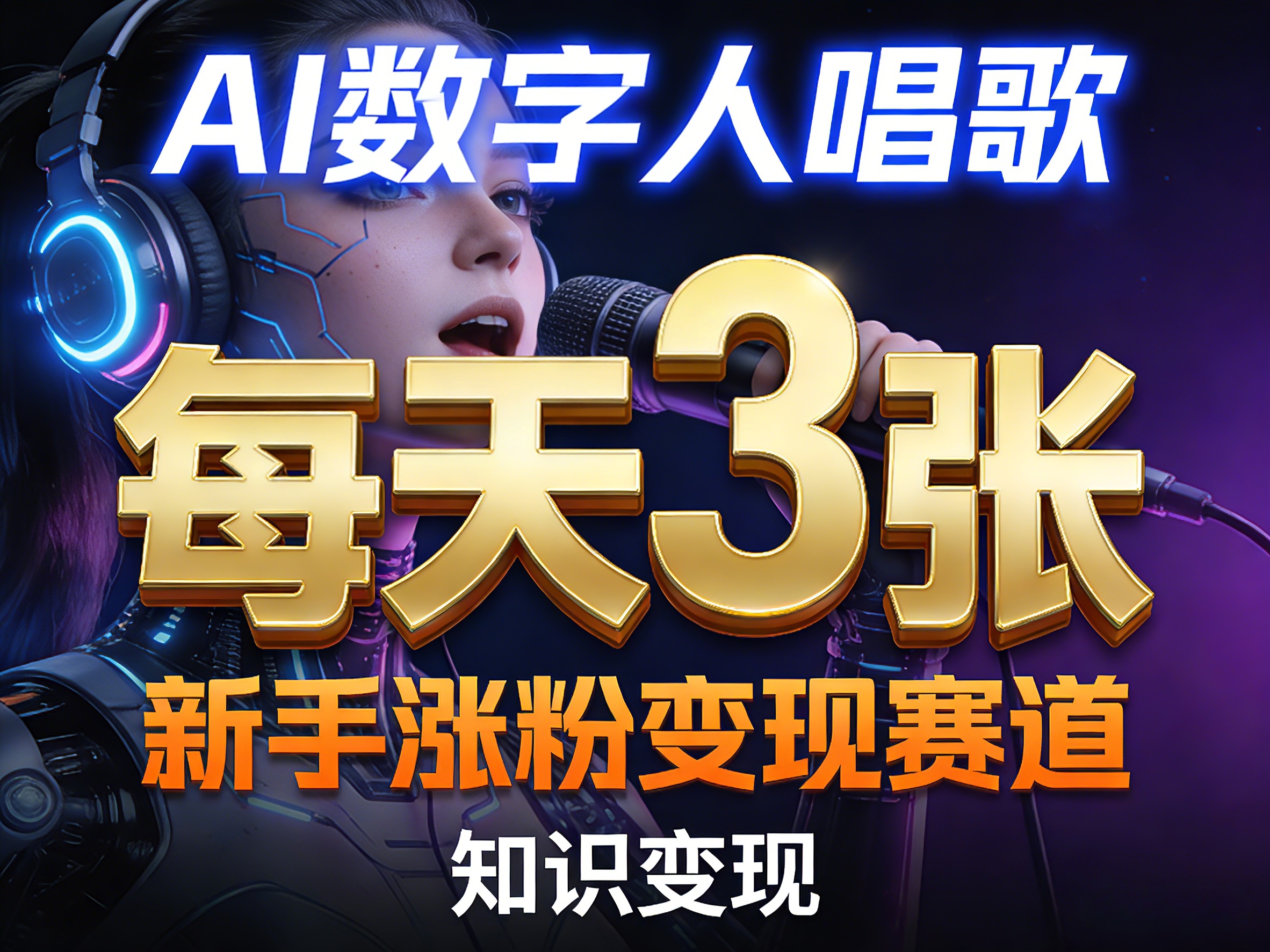 AI数字人唱歌，新手涨粉变现赛道，每天3张和知识付费，副业必备-创薯资源