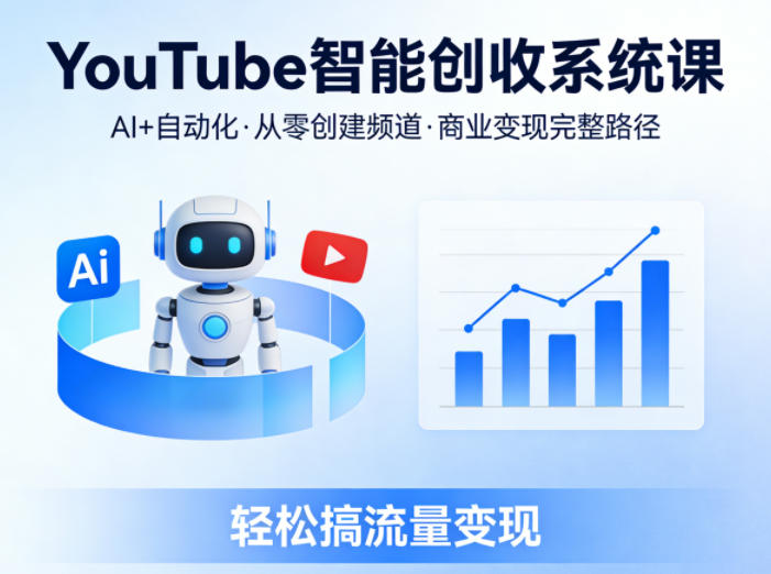 YouTube智能创收系统课,AI+自动化,从零创建YouTube频道并实现商业变现的完整路径,轻松搞流量变现-创薯资源
