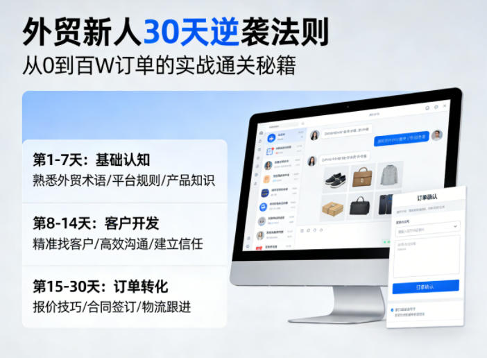 外贸新人30天逆袭法则，教你从0到百W订单的实战通关秘籍-创薯资源