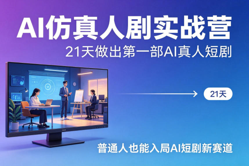 AI仿真人剧实战营，21天做出第一部AI真人短剧，普通人也能入局AI短剧新赛道-创薯资源