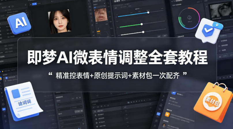 即梦AI微表情调整全套教程,精准控表情+原创提示词+素材包一次配齐-创薯资源