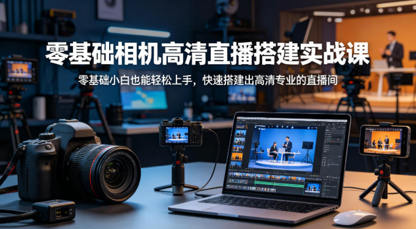 零基础相机高清直播间搭建实战课,小白也能轻松上手,快速搭建出高清专业的直播间-创薯资源