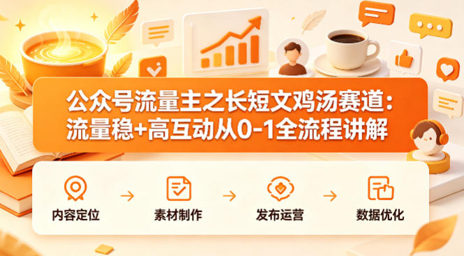 公众号流量主之长短文鸡汤赛道，流量稳+高互动，从0-1全流程讲解-创薯资源
