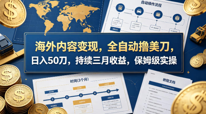 海外内容变现，全自动撸美刀，日入50刀，持续三月收益，保姆级实操【揭秘】-创薯资源