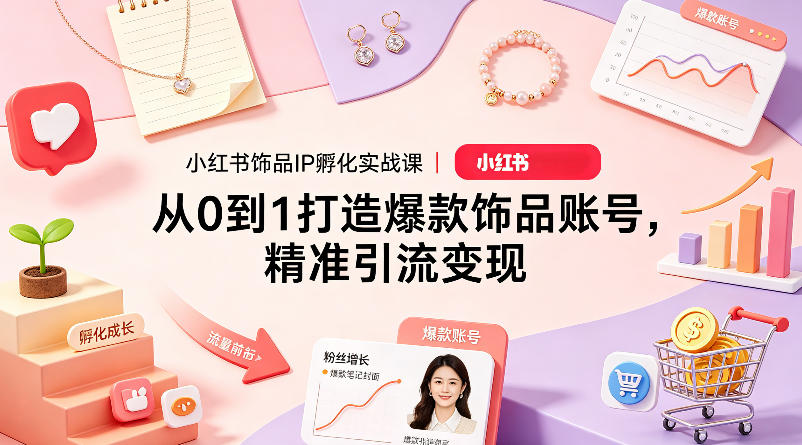 小红书饰品IP孵化实战课｜从0到1打造爆款饰品账号，精准引流变现-创薯资源
