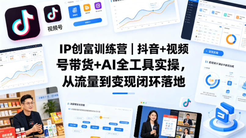 IP创富训练营｜抖音+视频号带货+AI全工具实操，从流量到变现闭环落地-创薯资源