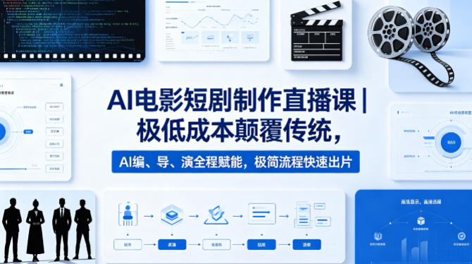 AI电影短剧制作直播课｜极低成本颠覆传统，AI编、导、演全程赋能，极简流程快速出片-创薯资源