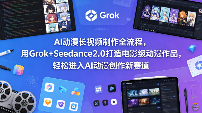 AI动漫长视频制作全流程，用Grok+Seedance2.0打造电影级动漫作品，轻松进入AI动漫创作新赛道-创薯资源