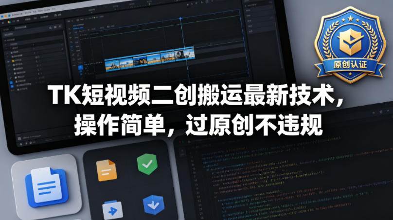 TK短视频二创搬运最新技术，操作简单，过原创不违规-创薯资源