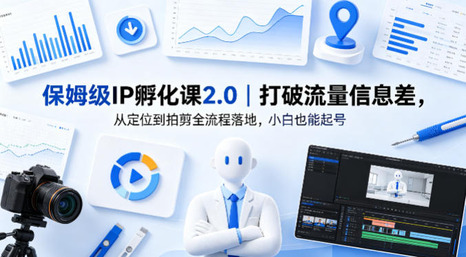 保姆级IP孵化课2.0｜打破流量信息差，从定位到拍剪全流程落地，小白也能起号-创薯资源